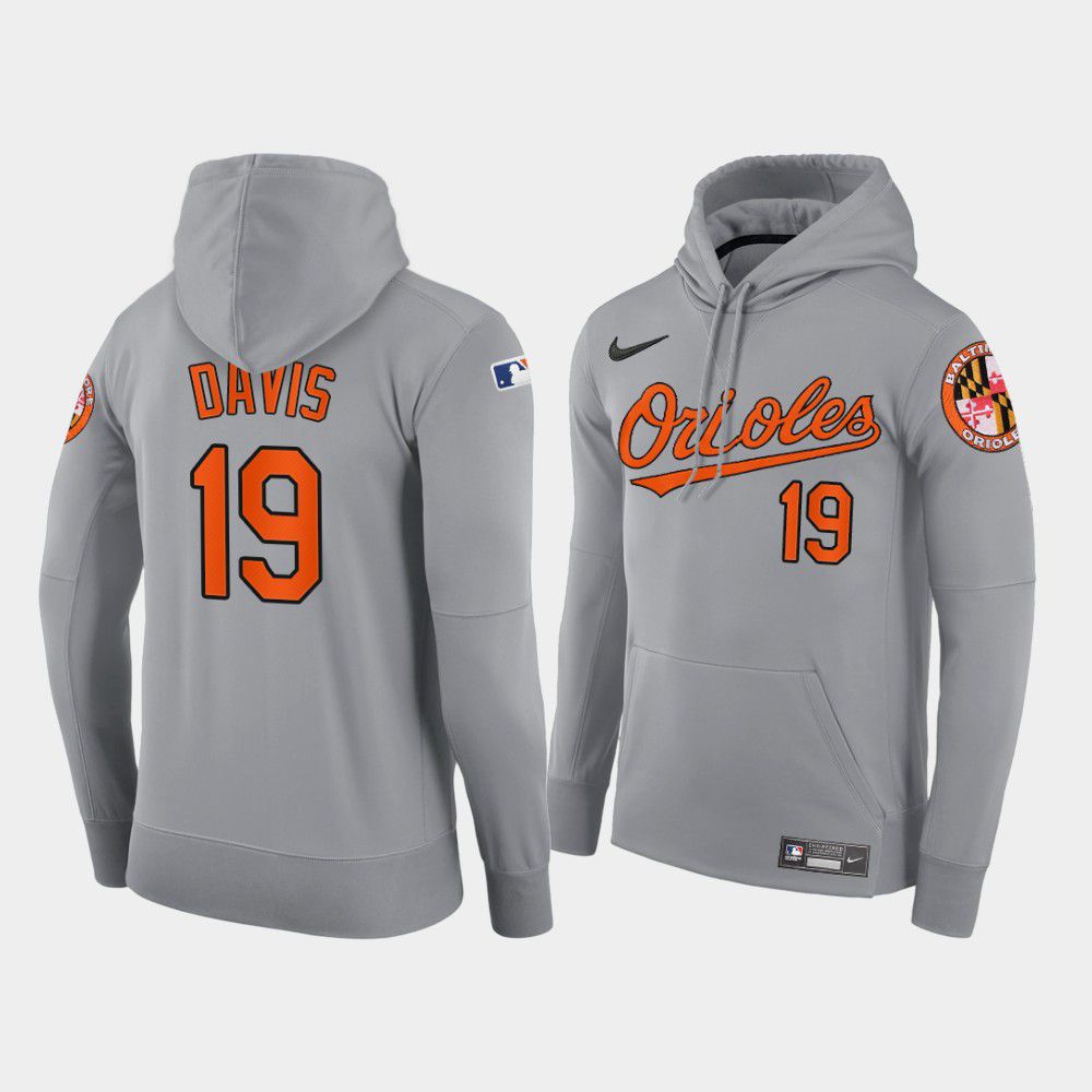Cheap Men Baltimore Orioles 19 Davis gray road hoodie 2021 MLB Nike Jerseys
